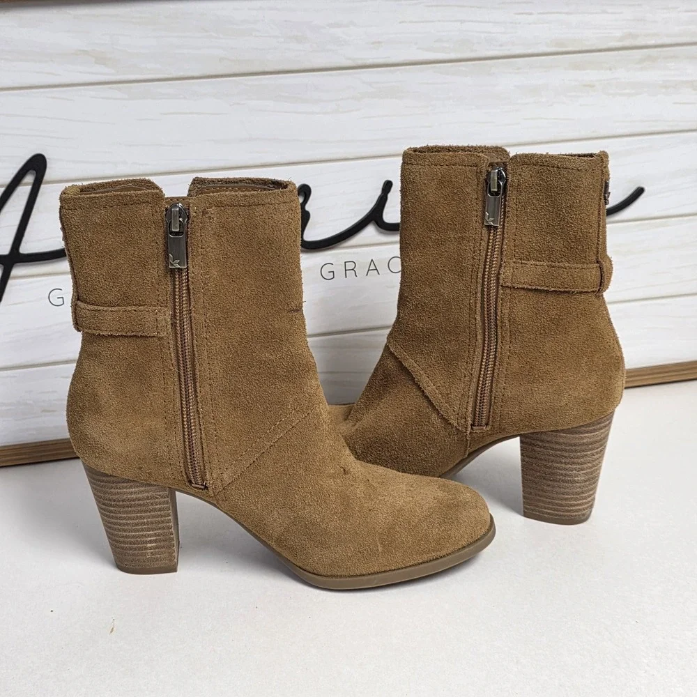 UGG Koolaburra Samiah Ankle Boots Camel Tan Women's 5.5 Eu 36.5 Zip Side 1105866